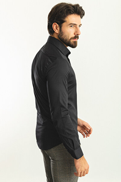 Mcr Cămașă clasică pentru bărbați, slim fit, cu model, neagră - 37675.22K