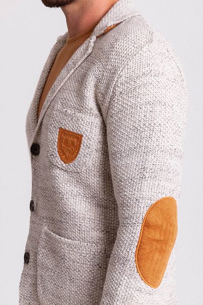 Mcr Crushed Slim Fit Wool Men's Knitwear Jacket Bone - 32214.17K