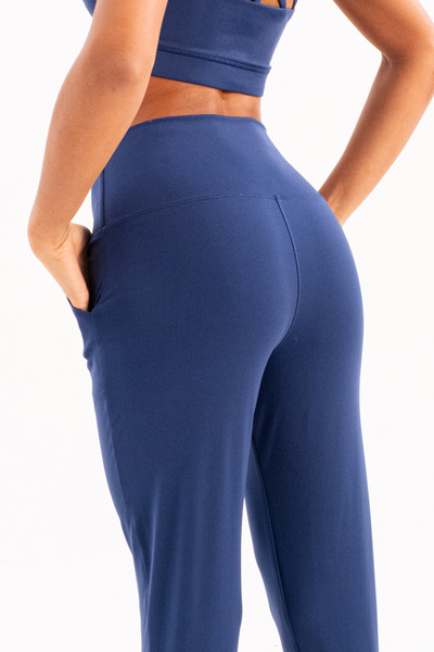 JUSTEVER Γυναικείο κολάν με ψηλή μέση ελαστική τσέπη Άνετη εφαρμογή Jogger Navy Blue - Beat