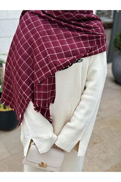 Stella Eşarp Χειμερινό γυναικείο σάλι ώμου σε μπορντό χρώμα