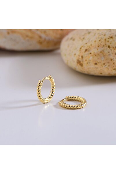 GOLDKUPE 14 Ayar Altın Minik Modern Burgulu Halka Küpe 1,29 gr