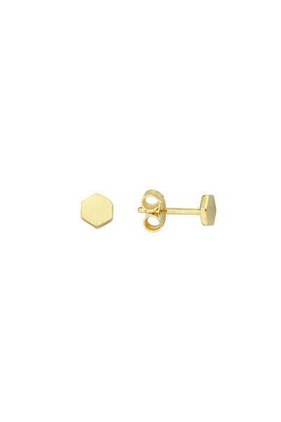 GOLDKUPE 14 Ayar Minik Altıgen Altın Küpe 0,70 gr