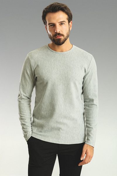 Mcr Slim Fit Long Sleeve Crew Neck Men's T-Shirt Gray - 36679.21K