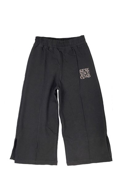Divonette Basic Slit Baby Kids Sweatpants Black