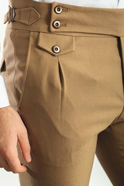 Mcr Pleated Slim Fit Men's Trousers Beige - 38118.22K