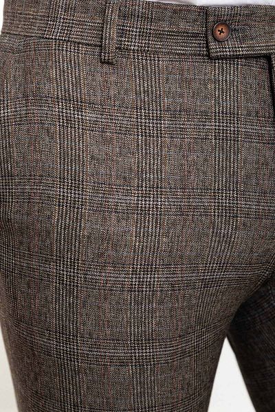 Mcr Plaid Slim Fit Classic Wool Men's Trousers Brown-Beige - 38111.22K