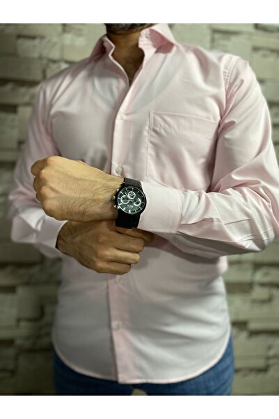 BENESSE Dacron Pocket Classic Φαρδύ μακρυμάνικο πουκάμισο με γιακά γραβάτα