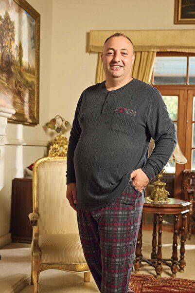 bigiyin Зимовий чоловічий піжамний комплект Великий розмір Чоловічий піжамний комплект Термотканина