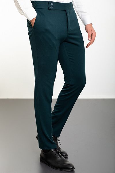 Mcr Straight Super Slim Fit Belt Detailed Buckle Men's Trousers Emerald - 38192.23K