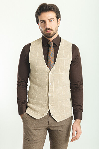 Mcr Kareli Slim Fit Knit Men's Vest Beige - 40930.22K