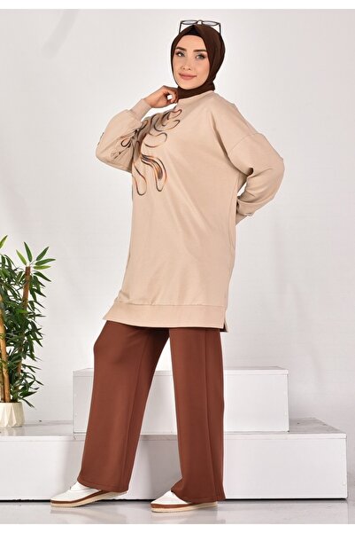 Puane CYLN10583 PUANE İKİ İPLİK KUMAŞ ÖRGÜ DESENLİ SWEATSHIRT