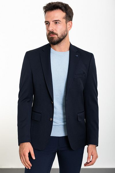 Mcr Straight Slim Fit Mono Collar Men's Jacket Navy Blue - 40329.23K