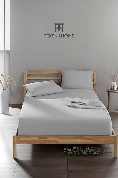 TeksNil Home RANFORCE - قطن رمادي مفرد/مزدوج اقتصادي مرن كارساف 8 ألوان