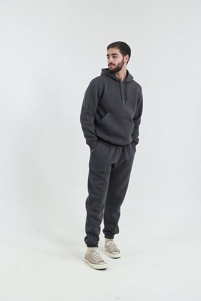 TKT Σετ αθλητικής φόρμας Dark Smoked Ανδρική φόρμα 3 κλωστών με πλαϊνές τσέπες (ΜΑΛΑΚΟ ΠΟΥΦ ΥΦΑΣΜΑ)