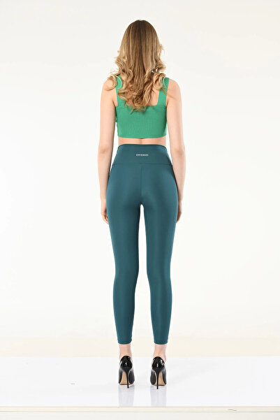 CUBBUX Colanți de damă cu talie înaltă verde petrol