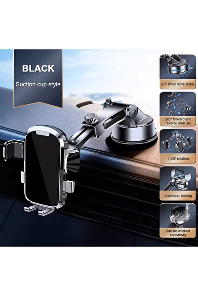 Choice حامل هاتف للسيارة من SEAMETAL أسود قطعة واحدة مع قاعدة شفط وحامل للهاتف على لوحة القيادة ونظام تحديد المواقع العالمي