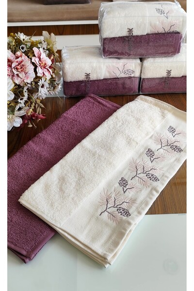 A.Z.H. Nurpak Çeyizlik - Розкішний 50x90см, 100% бавовна, рушник для обличчя та спеціальна подарункова упаковка (2-й комплект)