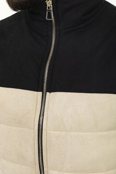 Mcr Partial Slim Fit Judge Collar Men's Vest Stone-Black - 40926.22K