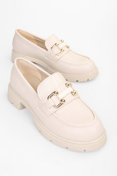 Shoeberry Дамски мокасини Roye Beige с катарама и детайли