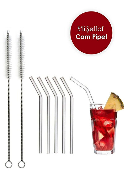 isometric Şeffaf 5'lı Cam Eğimli Pipet- 2 Adet Pipet Temizleme Fırçası