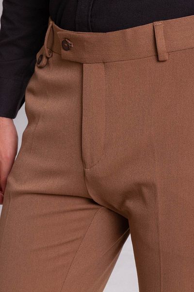Mcr Plain Camel Color Slim Fit Classic Men's Trousers