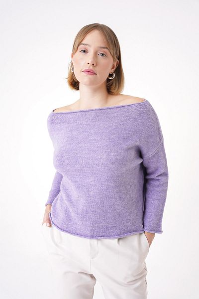 CHUBA Pulover de damă cu textura moale, cu potrivire confortabilă, cu gât de barcă, liliac 25w3015