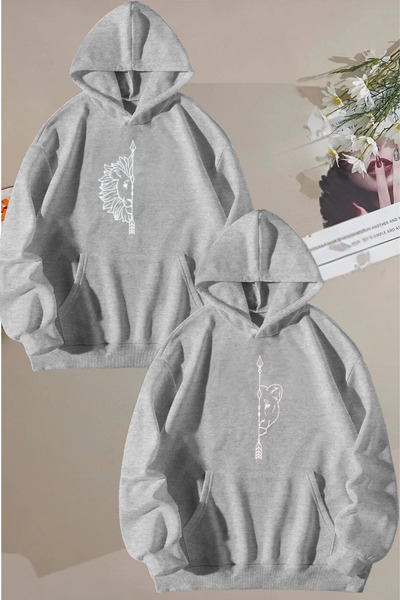 FECCY Φούτερ με σχέδιο Lion Printed Lover Combination Design