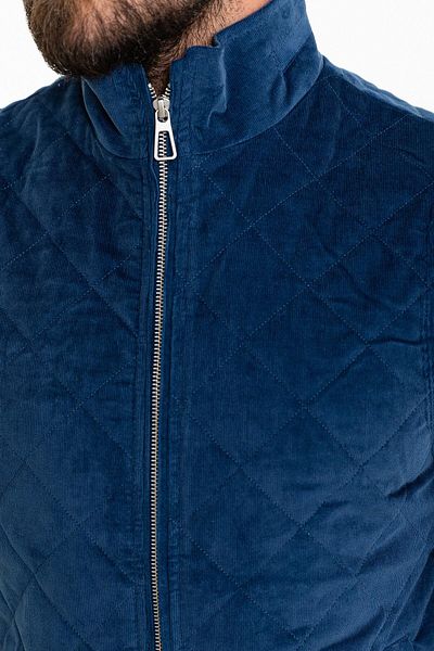 Mcr Quilted Indigo Slim Fit Judge Collar Men's Vest