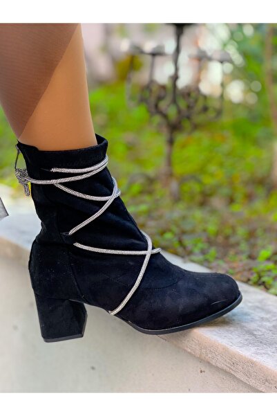 irmona CRİS SİYAH SÜET TAŞLI STREÇ BOT