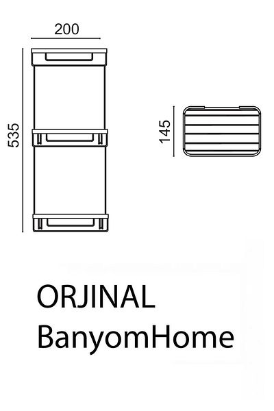 ÇELİK BANYO Black Brass Matte 22X15Cm - Stainless and Shampoo Holder Bathroom Shelf