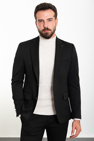 Mcr Straight Slim Fit Mono Collar Men's Jacket Black - 40329.23K