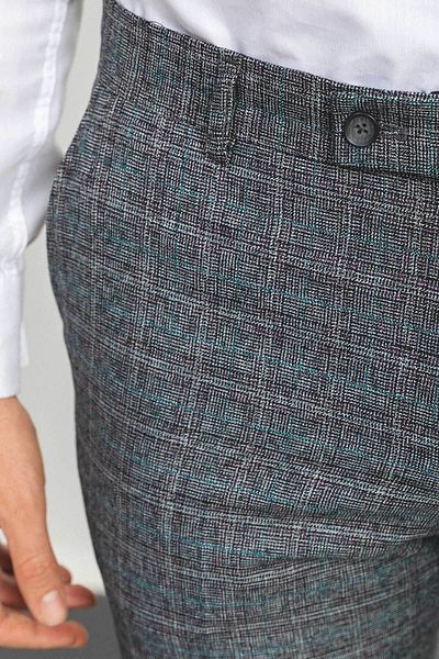 Mcr Plaid Slim Fit Classic Wool Men's Trousers Black - 38126.22K