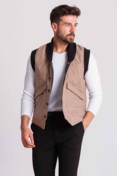 Mcr Смугастий Slim Fit шальовий комір чоловічий жилет бежевий - 40910.21K