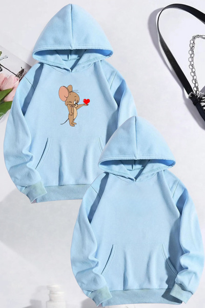 FECCY Tom and Jerry Printed Lover Combination Design Sweatshirt