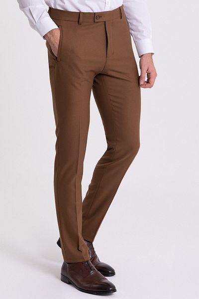 Mcr Straight Super Slim Fit Pocket Zipper Detailed Men's Trousers Camel - 38987.21K