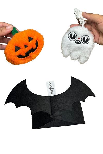 Miyav Halloween Cat Toy Set Wearable Bat Wing Cat Accessory and Sound Cat Toys