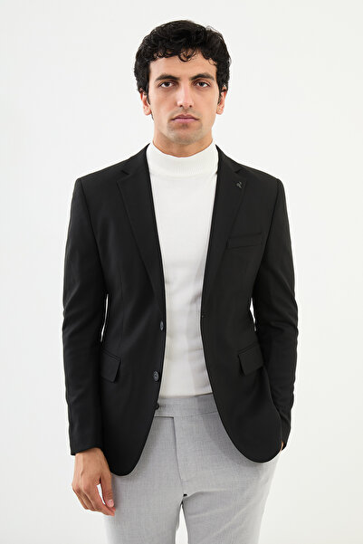 Mcr Прямий Slim Fit Mono комір Класичний чоловічий піджак Чорний - 41401.24K