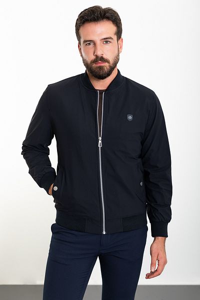 Mcr Straight Slim Fit Judge Collar Men's Coat Navy Blue - 39603.23K