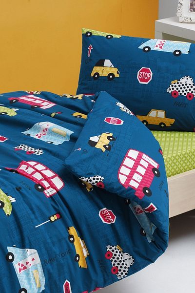 Eponj Home Paula Blue Единичен комплект кувертюри за лесно гладене