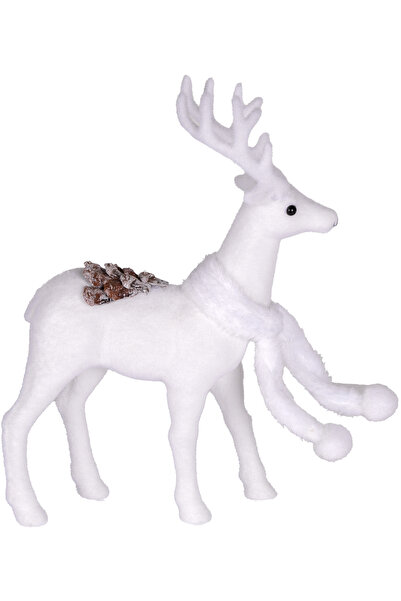 Herdekora Новорічний олень білий 20x9x32 см - з прикрасами та шарфом