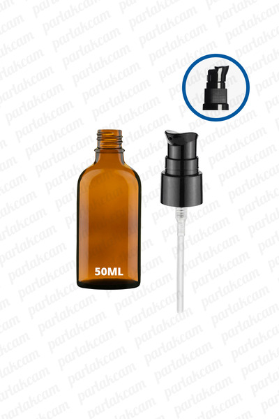 parlakcam 50ml Siyah Losyon Pompası Amber Cam Şişe 50cc Siyah Krem Pompası Ba...