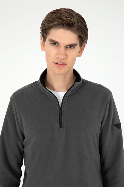 U.S. Polo Assn. Hanorac de bază din lână antracit cu jumătate de fermoar pentru bărbați 50298085 -vr006