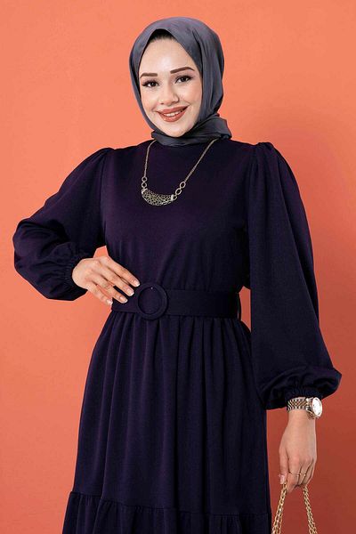 EBRUTESETTÜR Long Hijab Dress with Belt
