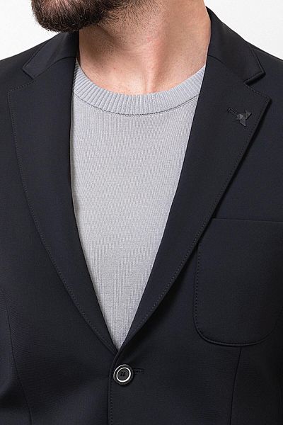 Mcr Straight Slim Fit Bag Pocket Mono Collar Drawstring Men's Suit Black - 45253.23K