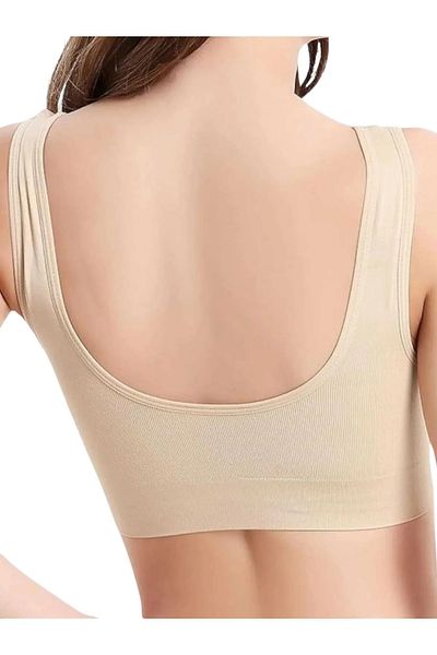 Boubon Co Nude Colored Sports Bustier Corset with Chest Enhancing Pads and Thick Straps
