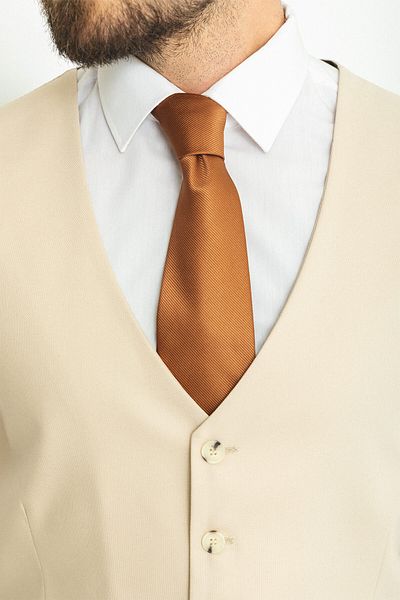 Mcr Straight Slim Fit Classic Men's Waistcoat Beige - 40925.22K
