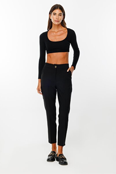 Moda İlgi Modailgi Arka Kemeri Lastikli Yandan Cepli Pantolon - 7057 Siyah