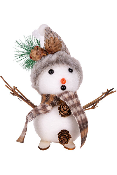 Herdekora Новорічна прикраса Сніговик на лижах, коричнево-білий, 17x4x17 см.