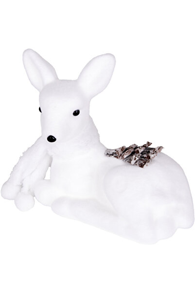 Herdekora Новорічна прикраса Сидячий олень - Білий, 21x12x21 см