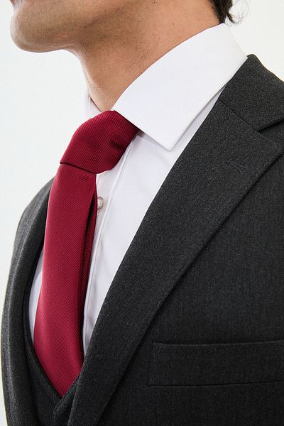 Mcr Straight Slim Fit Mono Collar Wool Men's Suit Anthracite - 45176.22K